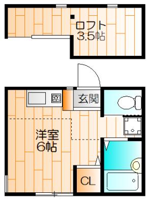 第9シバタハウス(ワンルーム/1階)の間取り写真