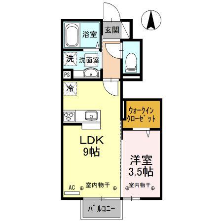 リッシュモアII A棟(1LDK/1階)の間取り写真