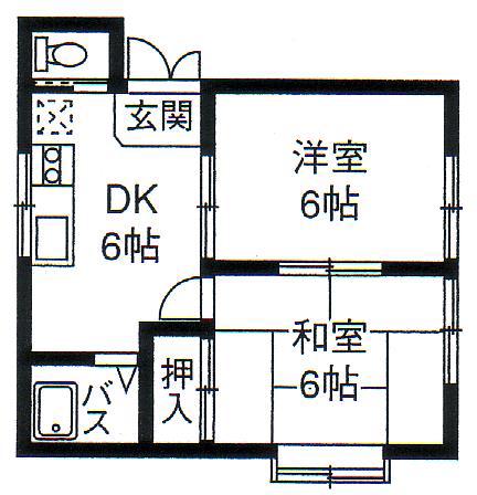 シャルム大通(2DK/2階)の間取り写真