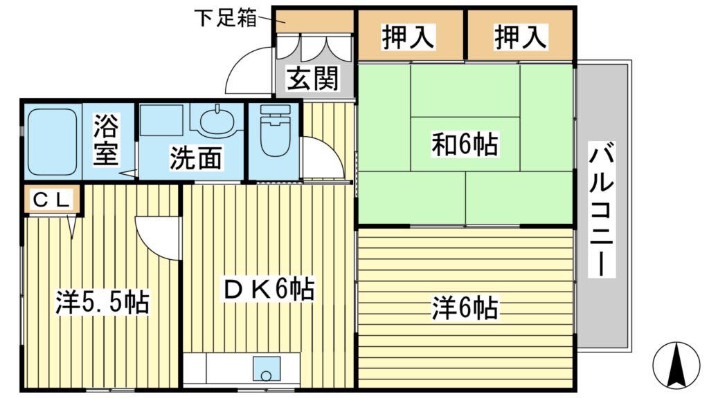 ディアスK(3DK/1階)の間取り写真