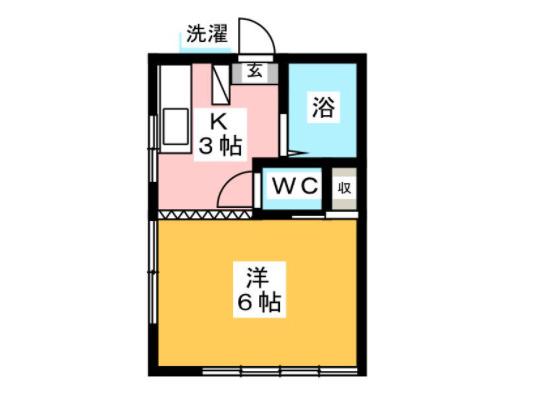 ハイツヒロ(1K/2階)の間取り写真