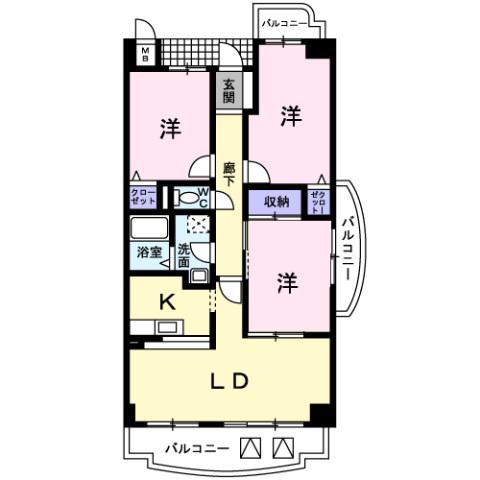 グランアルシェ(3LDK/4階)の間取り写真