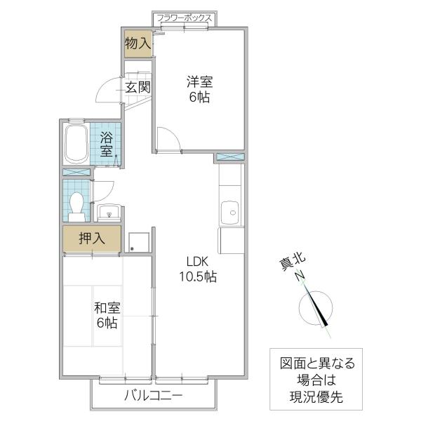 クレスト松代D棟(2LDK/2階)の間取り写真