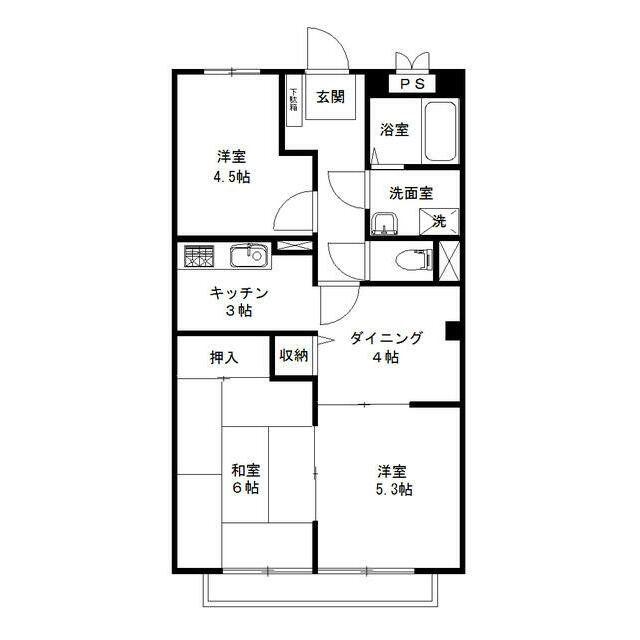 サニーコート南台(3DK/1階)の間取り写真