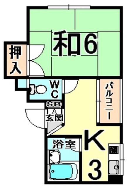 ホウエイフラット(1K/4階)の間取り写真