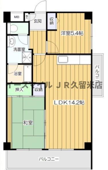 RA長門石(2LDK/3階)の間取り写真