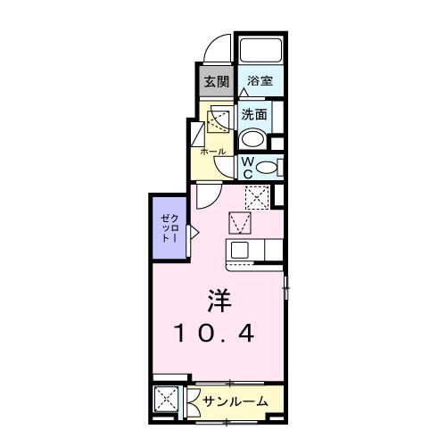 白河市高山アパート(ワンルーム/1階)の間取り写真