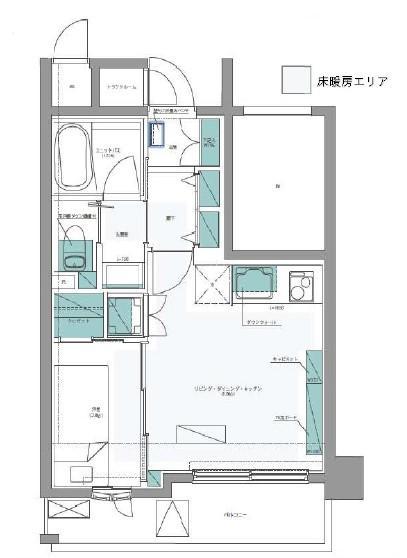 フリーディオ神楽坂(1DK/8階)の間取り写真