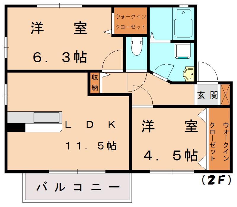 サン フローラ(2LDK/2階)の間取り写真