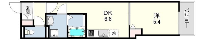 クレアール塚口Ⅱ(1DK/3階)の間取り写真