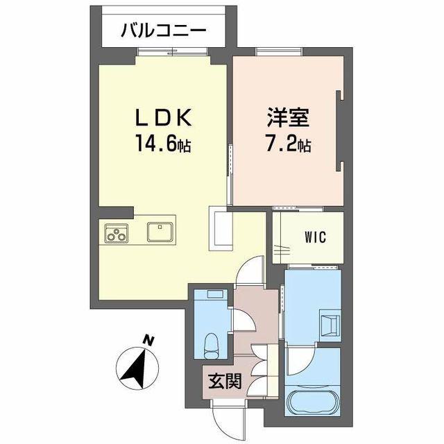 AZUR米山(1LDK/1階)の間取り写真