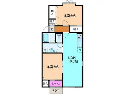 プリミエール和(2LDK/1階)の間取り写真