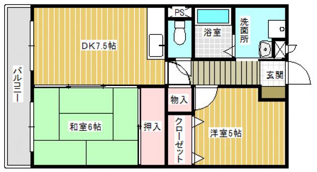 パストラルヒル(2DK/1階)の間取り写真
