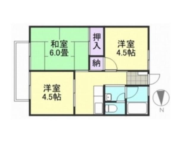 シティハイム吉岡B棟(3K/2階)の間取り写真