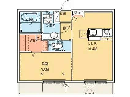 ラ・モーナCOCO(1LDK/1階)の間取り写真