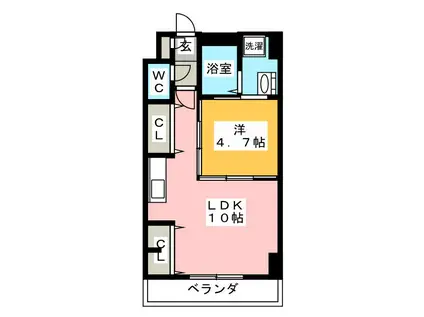 レ・ベント岐阜(1LDK/6階)の間取り写真