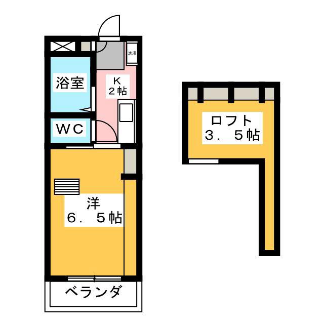 グレースハイム(1K/2階)の間取り写真
