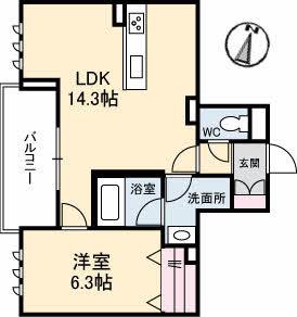 シャーメゾン寺家駅前(1LDK/3階)の間取り写真
