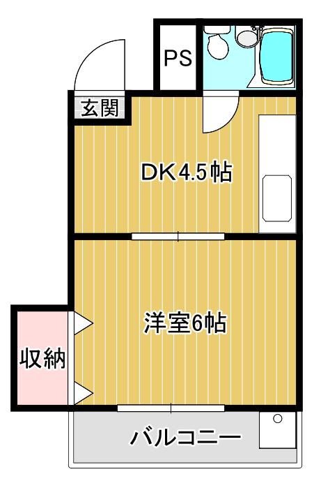中川アパート(1DK/4階)の間取り写真