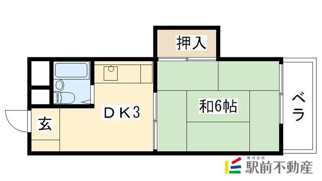 街道ビル(1DK/3階)の間取り写真