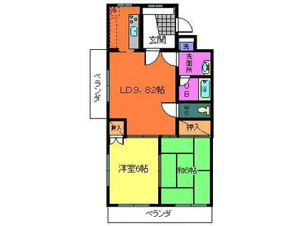 OSTクレスタ(2LDK/1階)の間取り写真