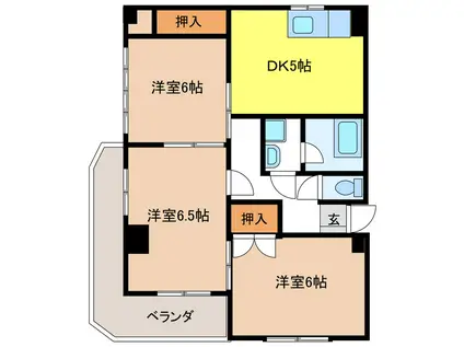 トヨダハイビル(3DK/1階)の間取り写真