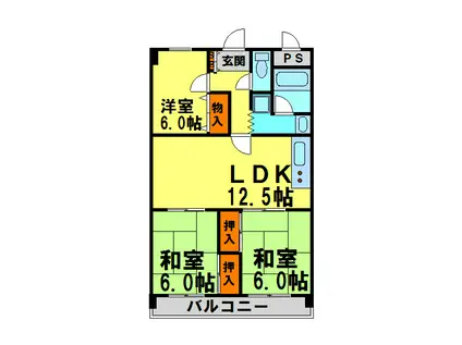 篠崎マンション(3LDK/3階)の間取り写真