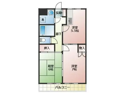 とくしげヒルI(2DK/1階)の間取り写真