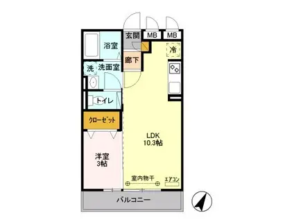 エミナンス II(1LDK/2階)の間取り写真