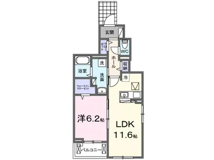 メゾン ヴォロンテ I(1LDK/1階)の間取り写真