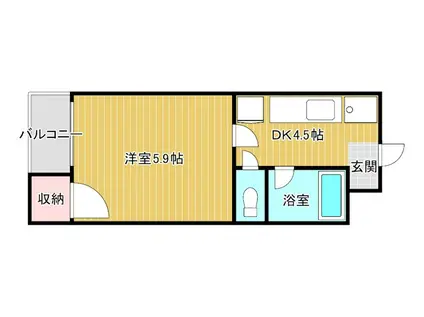 フローラス富山(1DK/1階)の間取り写真