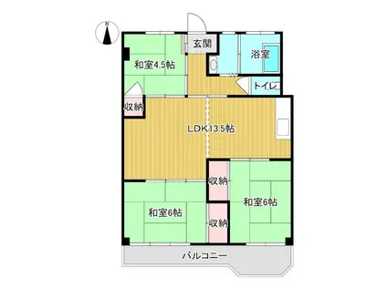 長府松原団地C棟(3LDK/2階)の間取り写真