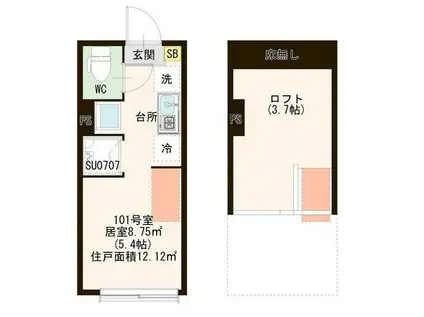 EMMARIA(ワンルーム/1階)の間取り写真