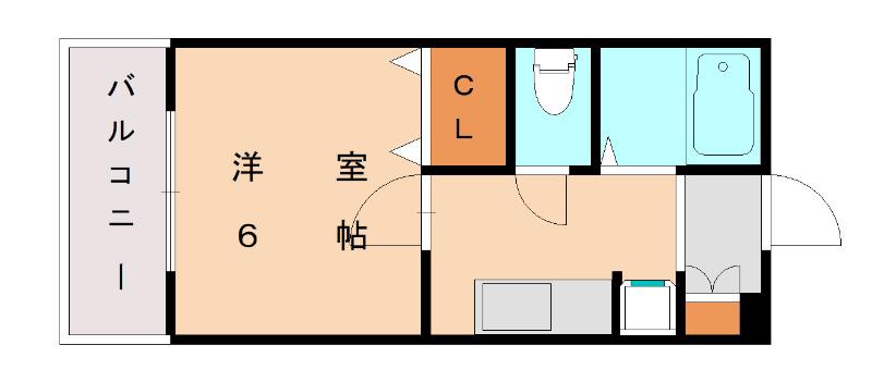 ジュネス和白丘(1K/3階)の間取り写真