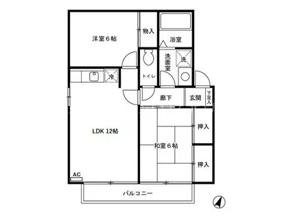 ジュネス春日(2LDK/1階)の間取り写真