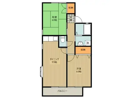 ドゥエル所沢A(2DK/2階)の間取り写真