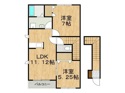 ラ・ベルデューラV(2LDK/2階)の間取り写真