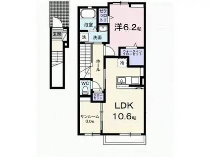グランベル(1LDK/2階)の間取り写真