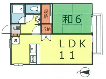 メゾン・ソレイユ(1LDK/2階)の間取り写真