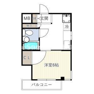 エンプレス南塚口(1DK/2階)の間取り写真