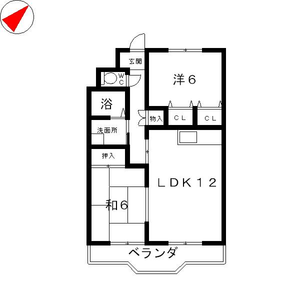 ロイヤルヒル守山(2LDK/2階)の間取り写真