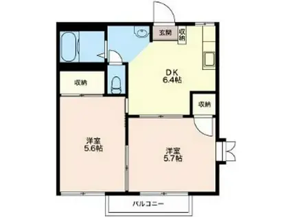 ポーエルVI C棟(2DK/2階)の間取り写真