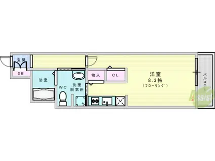 スワンズシティ新大阪(1K/2階)の間取り写真