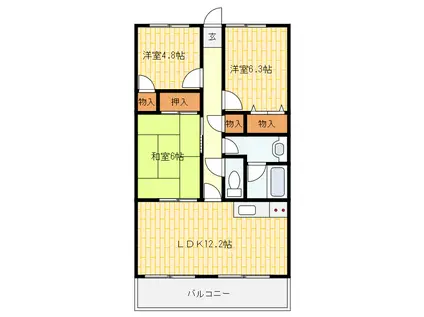 メッセ・ミサキ I II(3LDK/3階)の間取り写真