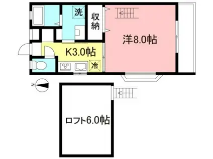 サンドミール(1K/2階)の間取り写真
