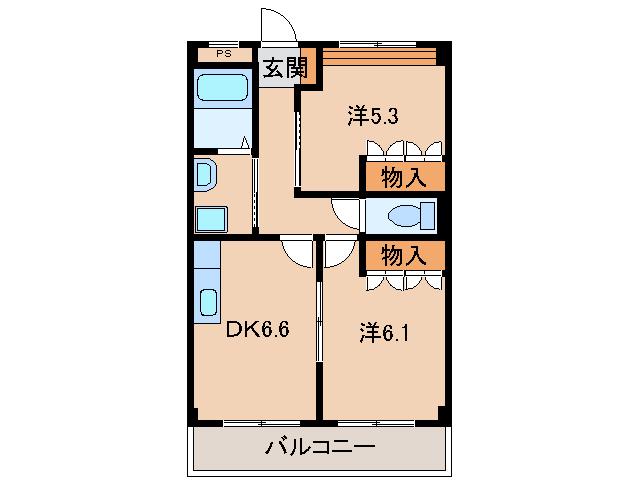 シャルマンコート(2DK/2階)の間取り写真