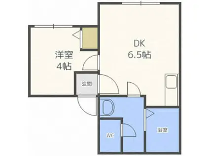 フラットJ白石本通B棟(1DK/1階)の間取り写真