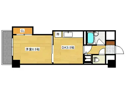 FLAVOR東観音(1DK/5階)の間取り写真