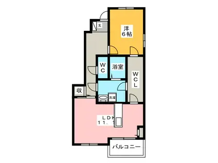 プリムローズII III(1SLDK/1階)の間取り写真