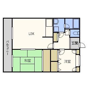 ライオンズシティ難波南(2LDK/8階)の間取り写真